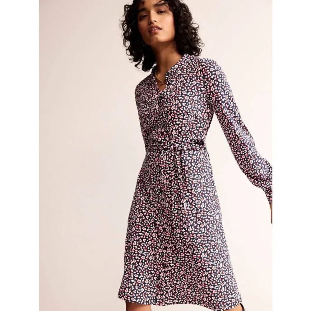 Boden Julia Animal Print Jersey Shirt Dress 4P